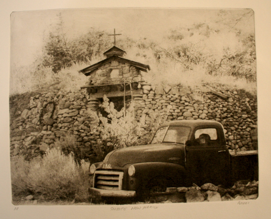 Santa Fe shrine sepia